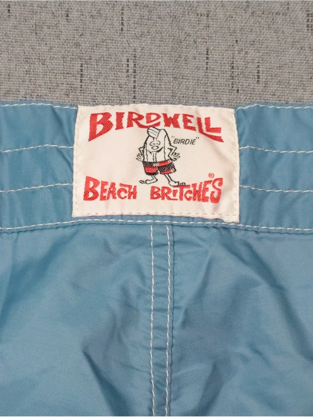 Birdwell Beach Britches Board Shorts 33 Light Blue USA Patriotic Patch⁠